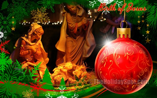 Dowload this Christmas wallpaper featuring the birth of Jesus and adorn your desktop.
