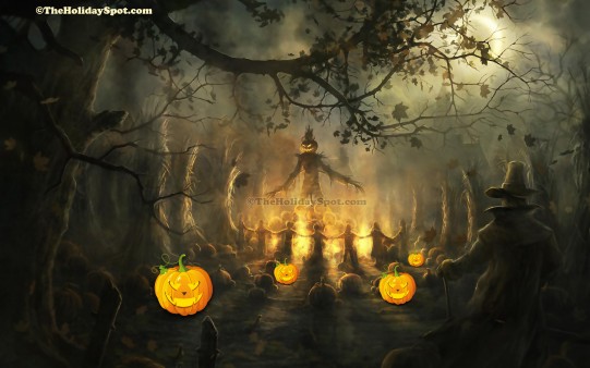 A free to download Halloween wallpapers depicting a sacrificial scene. 