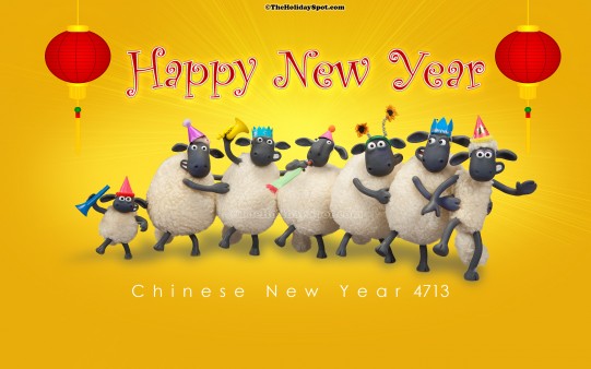 A high quality picture of a pack of sheep celebrating new year in chinese new year wallpaper. 