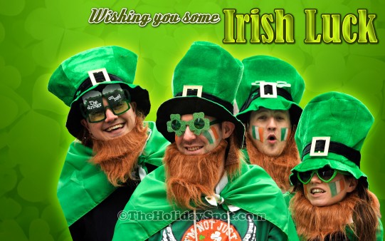 A group dressed in Patrick day costume wishing Irish luck wallpaper