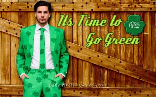 A high resolution desktop image of a man dressed in Patrick day costume.