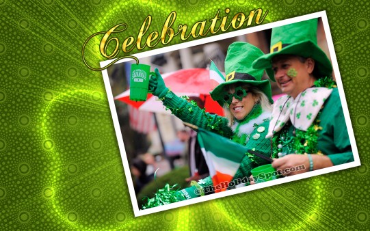 A high quality Patrick day illustration featuring two women cheering on Pattys Day.
