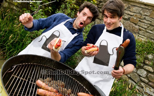 Friends having barbecue fun on labor day