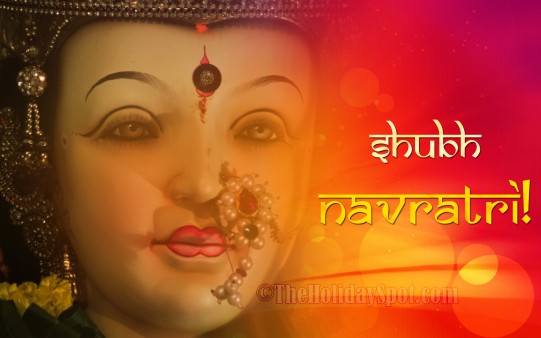 Download this hd wallpaper of Jai Mata Di with Navratri wishes and set it as your device background.