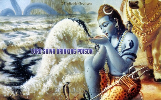On Shivratri download and adorn your desktop with this HD wallpaper of Lord Shiva drinking poison.