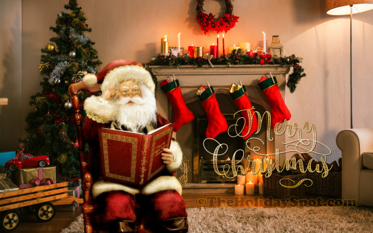 Download and adorn your desktop of your pc or background of your mobile phone with this HD wallpaper of Santa themed with Christmas Decoration.