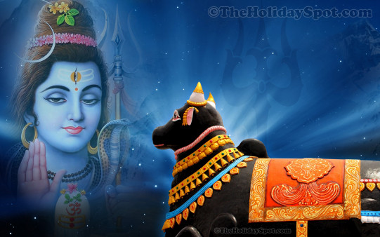 Download this HD Shivratri Wallpaper themed with Lord Shiva and Nandi and set it as your PC or mobile background.