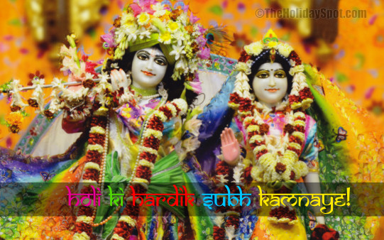 Download this beautiful wallpaper of Radha and Krishna with Holi wishes and set it as your background of your computer and mobile phone.