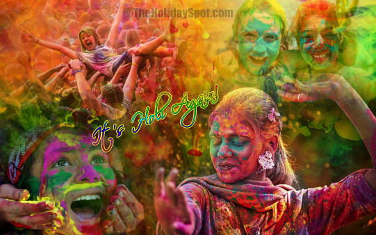 Download this colourful wallpaper with different moods of Holi celebrations and set it as your background of your pc or mobile phone.