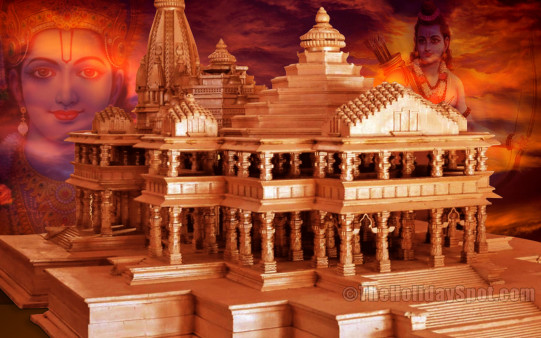 A beautiful HD wallpaper of Ram Temple at Ayodhya for your desktop or mobile phone background.